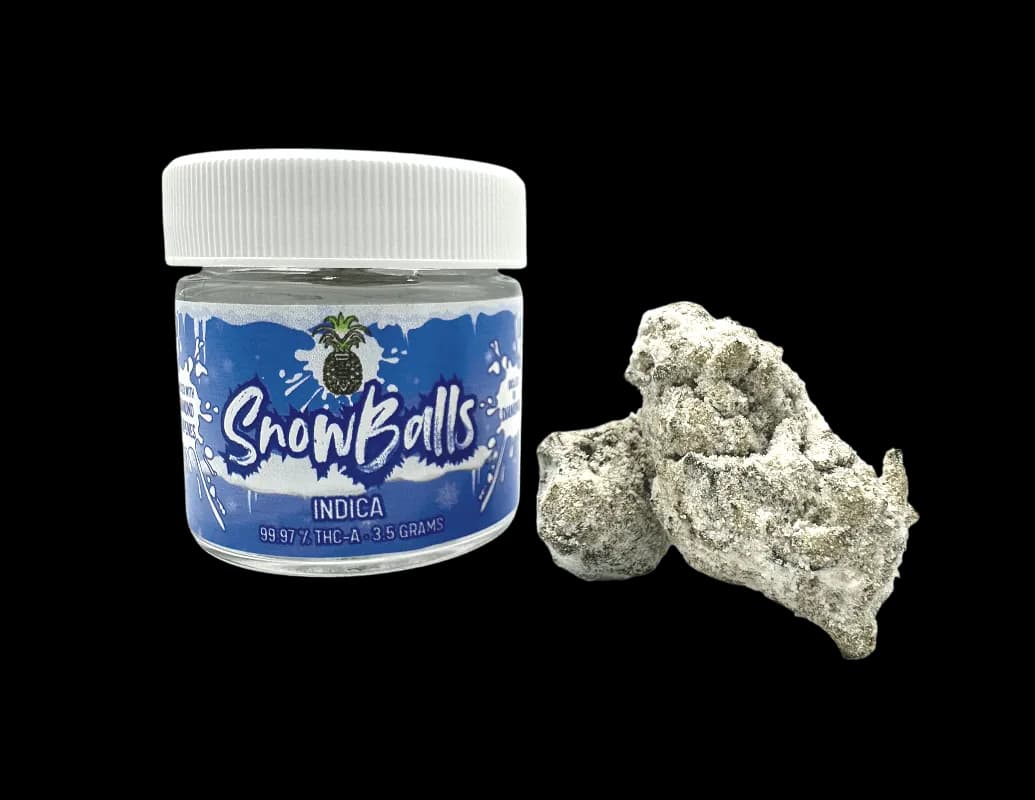 PEM Snow Balls hybrid cannabis flower coated in kief and diamonds available at Mohawk Medibles Canada