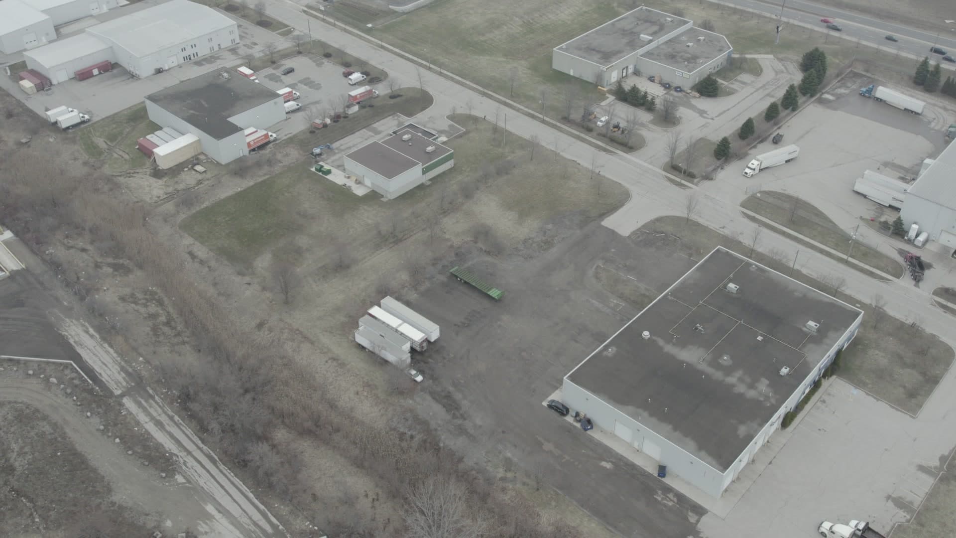 Aerial drone view of Tyendinaga Mohawk Territory in Deseronto, Ontario — home of Mohawk Medibles cannabis dispensary