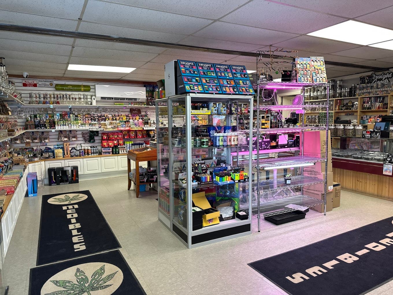 Inside Mohawk Medibles — full product selection of cannabis flower, edibles, vapes, and accessories