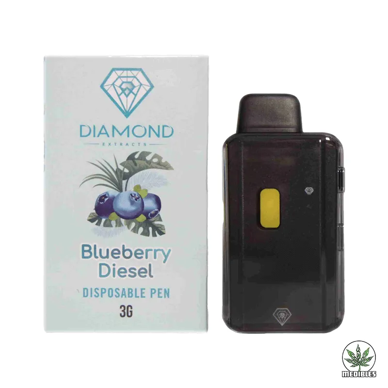Diamond Concentrates 3G disposable THC vape pen in 10+ flavours including Blueberry Diesel and Cotton Candy in Canada