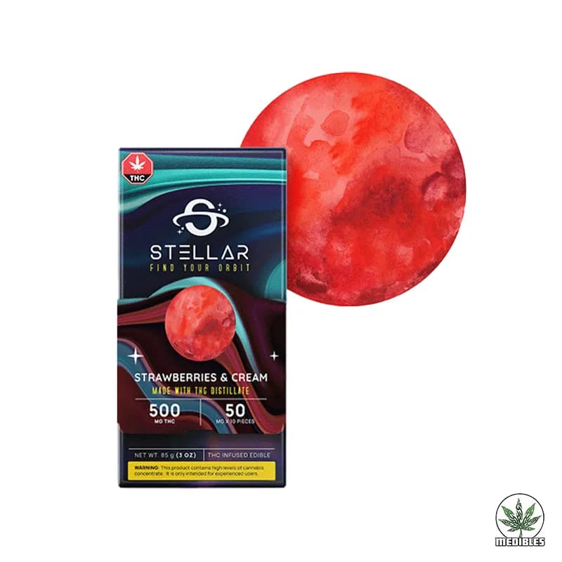 STELLAR THC Strawberries & Cream Bar — premium edibles at Mohawk Medibles Canada